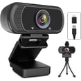 thumbnail image 1 of 1080P Webcam with Microphone, HD Webcam Web Camera with Tripod Stand, Widescreen USB Computer Camera, Streaming Mic Web cam for Online Calling/Conferencing,Facetime/YouTube Desktop Laptop PC, 1 of 8