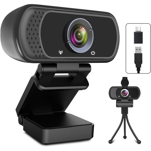 1080P Webcam with Microphone, HD Webcam Web Camera with Tripod Stand, Widescreen USB Computer Camera, Streaming Mic Web cam for Online Calling/Conferencing,Facetime/YouTube Desktop Laptop PC