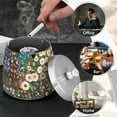 thumbnail image 4 of Yayeee Ashtray with Lid for Cigarette Smokeless Stainless Steel Home Ash Holder, Floral Garden, 4 of 7
