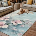 thumbnail image 2 of Fsddascl Pink Spring Flower Outdoor Rug for Patio/Deck/Porch, Non-Slip Large Area Rug 4 x 6 Ft, Retro Blue Wall Mottled Pastoral Indoor Outdoor Rugs Washable Area Rugs, Reversible Camping Rug Carpet, 2 of 5