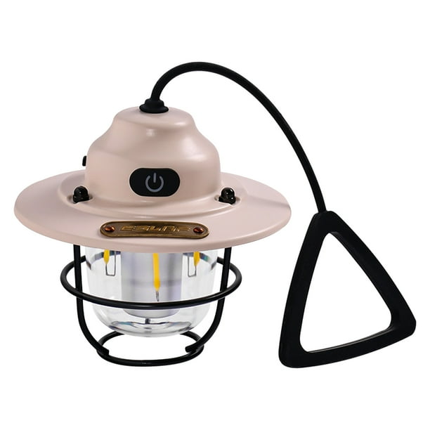 Farol LED recargable para acampar - Lámpara portátil para tienda con carga USB, 7 modos de atenuación, impermeable y a prueba de caídas, diseño retro metálico para exteriores, emergencias