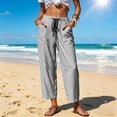 thumbnail image 5 of WAYUTE Women Casual Pants with Drawstring and Pockets Striped Print Straight Leg Loose Fit Comfortable Trousers Versatile Outdoor,Black,L, 5 of 5