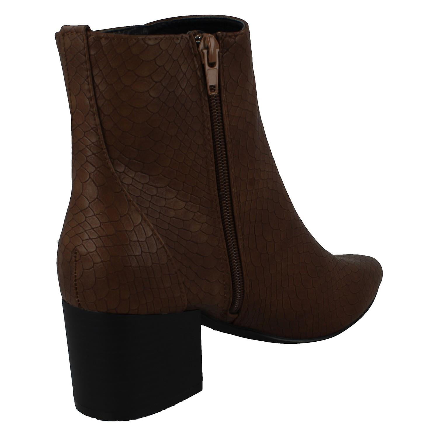 Ladies Spot On Ankle Boots Blocked Heel