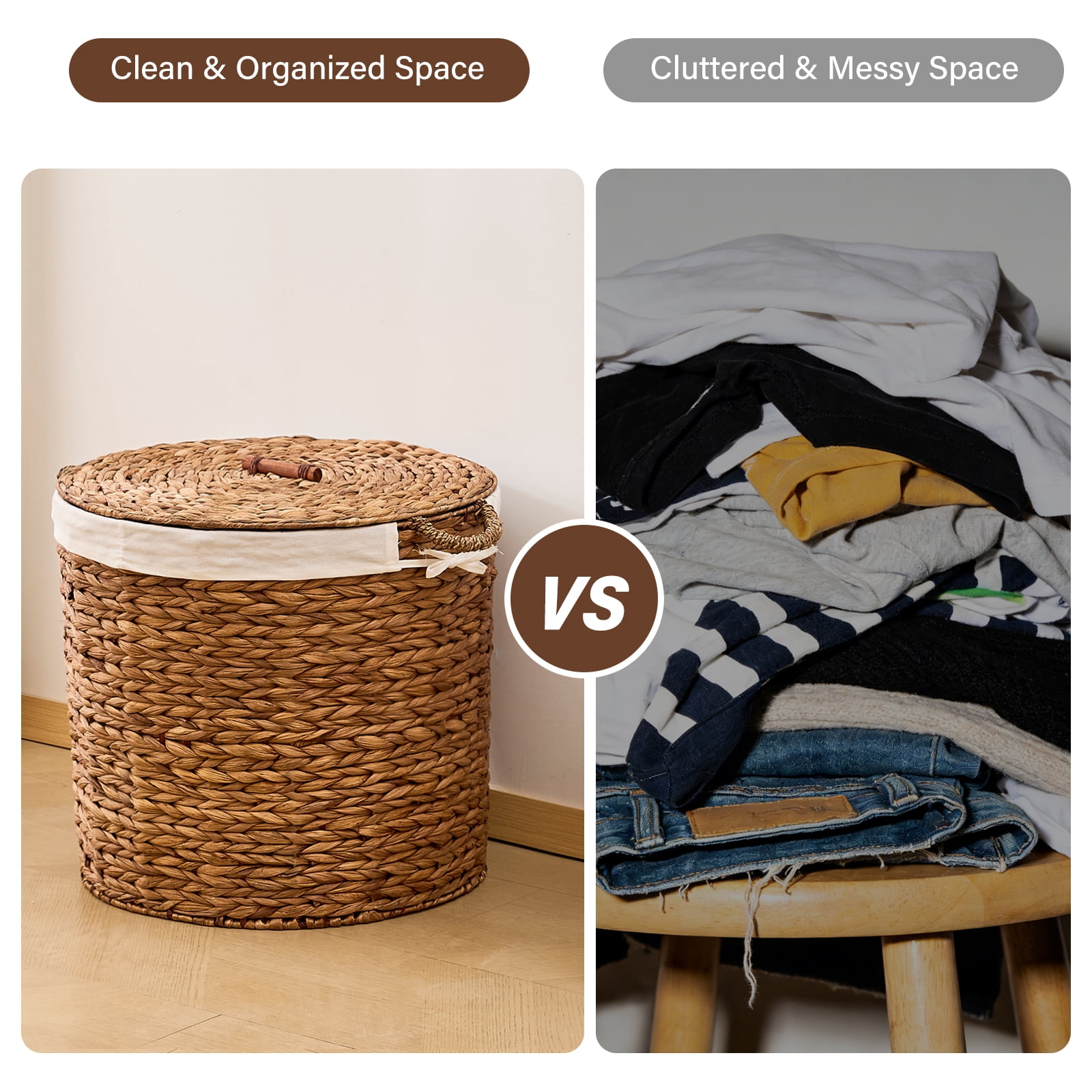 Round Laundry Hamper with Lid