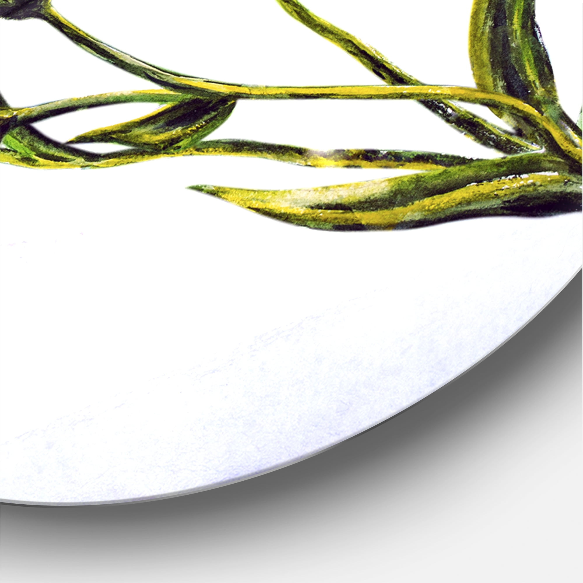 Designart 'Blue Wildflowers With Leaves II' Traditional Circle Metal Wall Art 23x23 - Disc of 23