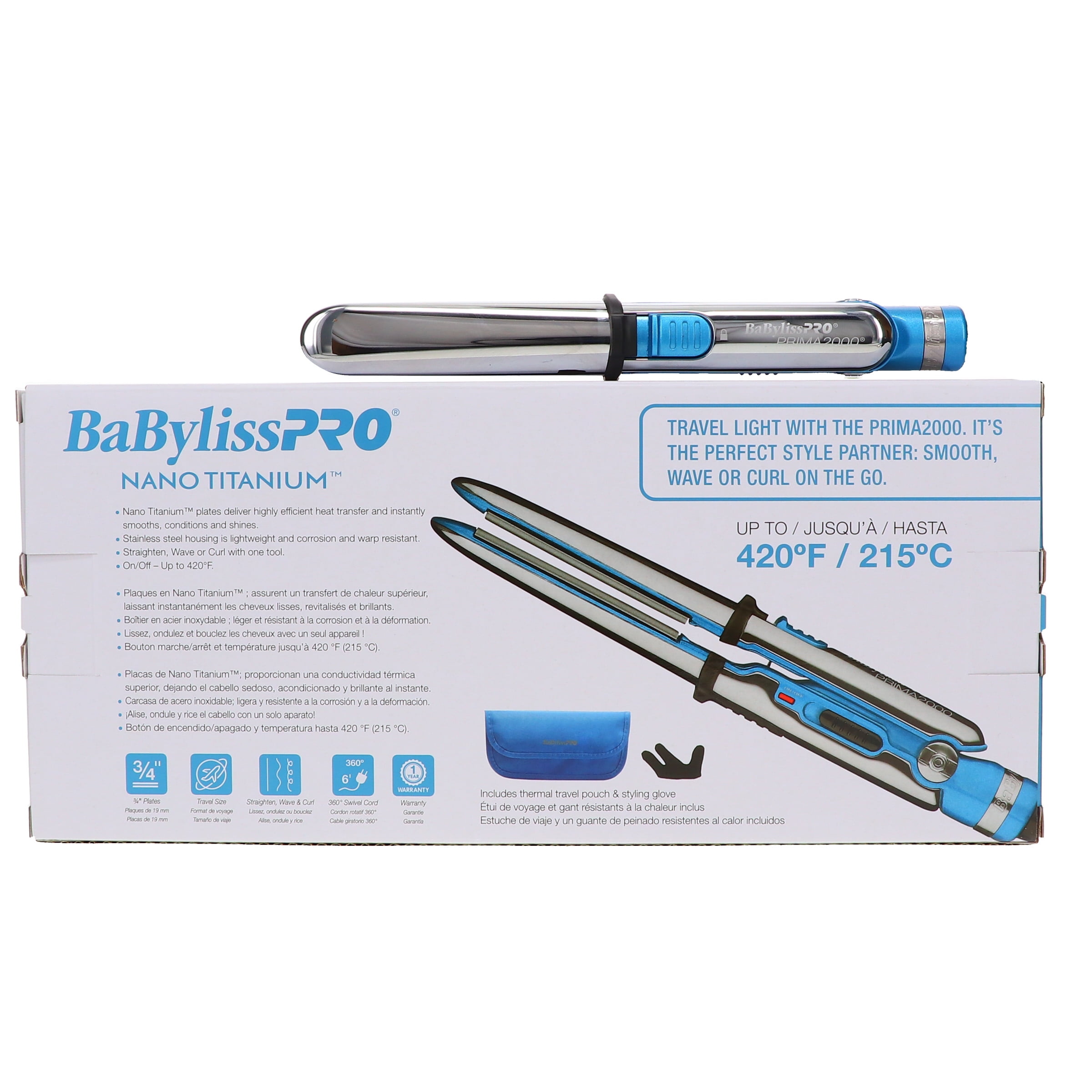 BaBylissPRO Nano Titanium 3/4" Travel Size Prima2000 Mini Flat Iron