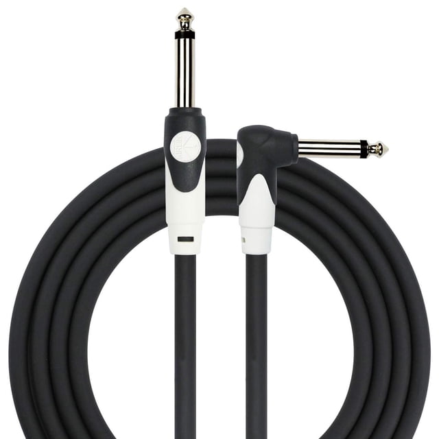 Cable KIRLIN 1/4 Pulgada Negro con Conector Recto a Ángulo y Recubrimiento de PVC