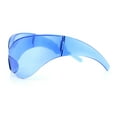 thumbnail image 6 of Oversized High Temple Wrap Around Shield Rimless Futurism Sunglasses Blue, 6 of 8