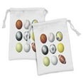 thumbnail image 1 of Sports Fabric Pouch Set of 2, Diversified Sport Balls Objects in Diamond or Circle Shape Recreational Illustration, Drawstring Bag for Toiletries Masks and Favors, 9" x 6", Multicolor, by Ambesonne, 1 of 2