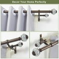 thumbnail image 4 of Double Curtain Rods 36 to 72 Inches(3-6 Feet) with Solid Aluminum Alloy Brackets, 1” Front and 5/8” Back Telescoping Drapery Rod for Windows, Heavy Duty Decorative Curtain Rods, Dark Bronze, 4 of 14