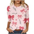 thumbnail image 2 of Jsaierl Valentine's Day Shirts for Women Sweet Love Heart Graphic Tees Cotton 3/4 Sleeve Blouse Crewneck Dressy Casual T-shirt Tops Valentines Day Gifts, 2 of 5