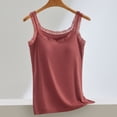 thumbnail image 2 of BUIGTTKLOP Lace Camisole Tops for Women Bulit in Bra Tank Tops Sleeveless Undershirts Ribbed Stretchy Slim Fitted Base Layer Vest Soft Loungewear, 2 of 5