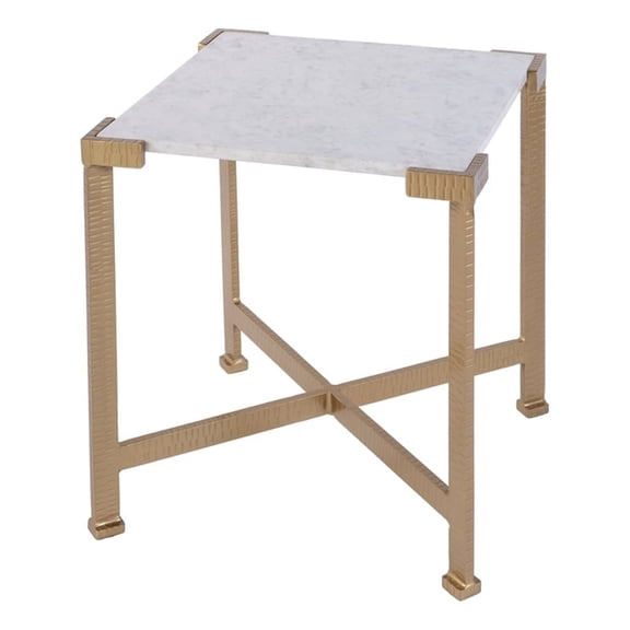 Butler Specialty Company Loric 18"W Square Iron - Marble Side Table White-Gold