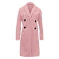 thumbnail image 5 of Women Elegant Notched Collar Double Breasted Wool Blend Over Coat Pink S, 5 of 5
