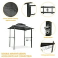 thumbnail image 3 of Tcbosik 8' x 5' Grill Gazebo, Outdoor Patio Gazebo with 2 Side Shelves, Barbecue Canopy with Hook and Bottle Opener for Deck, Lawn, Garden, Backyard, Gray, 3 of 6