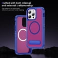 thumbnail image 4 of ELEHOLD for iPhone 15 Pro Max Case,Compatible with Mag Safe Accessory,Magnetic Heavy Duty Drop Protection Invisible Kickstand Rugged Military-Grade Protective Phone Case ,Blue+Rose, 4 of 7