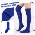 thumbnail image 3 of Solid Color Over The Knee Thigh High Socks, Halloween Costume Long Stockings for Women Party Dress Up Royal Blue, 3 of 9