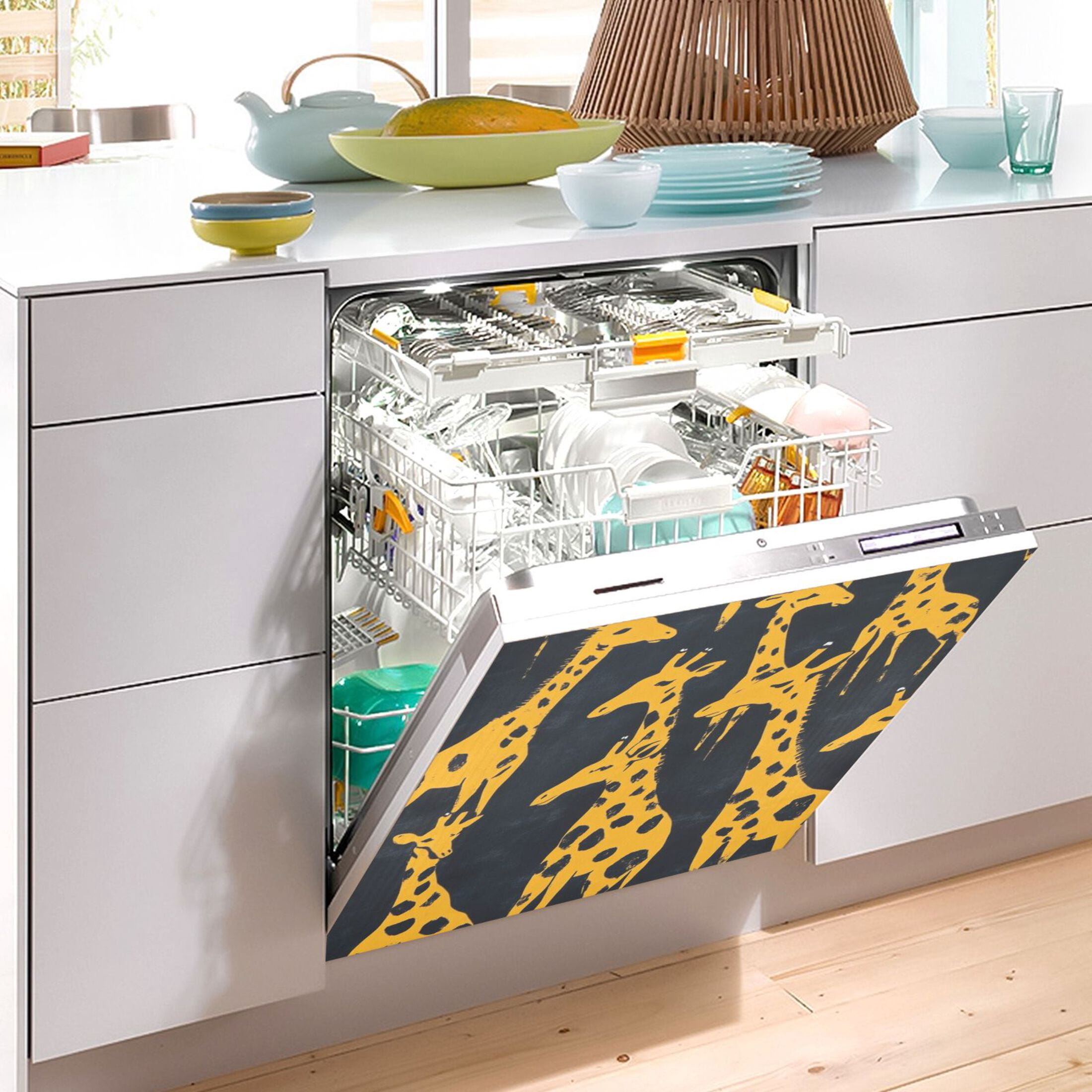 Dishwasher Magnetic Sticker 23x26 Inch Refrigerator Magnetic Sticker Washing Machine Magnetic Sticker Kitchen Panel Magnetic Sticker Home Decor Cute Yellow Giraffe