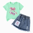 thumbnail image 4 of Kid Girls Clothes Outfits Bowknot T-Shirt Denim Short Skort Summer Clothing Set 6-7 Years, 4 of 4