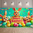 thumbnail image 6 of Cute Bunny Themed Happy Easter Banner Background Decorations for Easter Parties Photo Props Backdrop Party Supplies Easter Celebrations Spring Events, 6 of 7