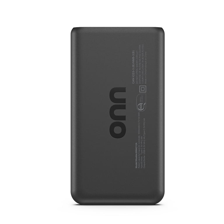 ONN. Slim Portable Battery 5000 MAH, Black *NEW