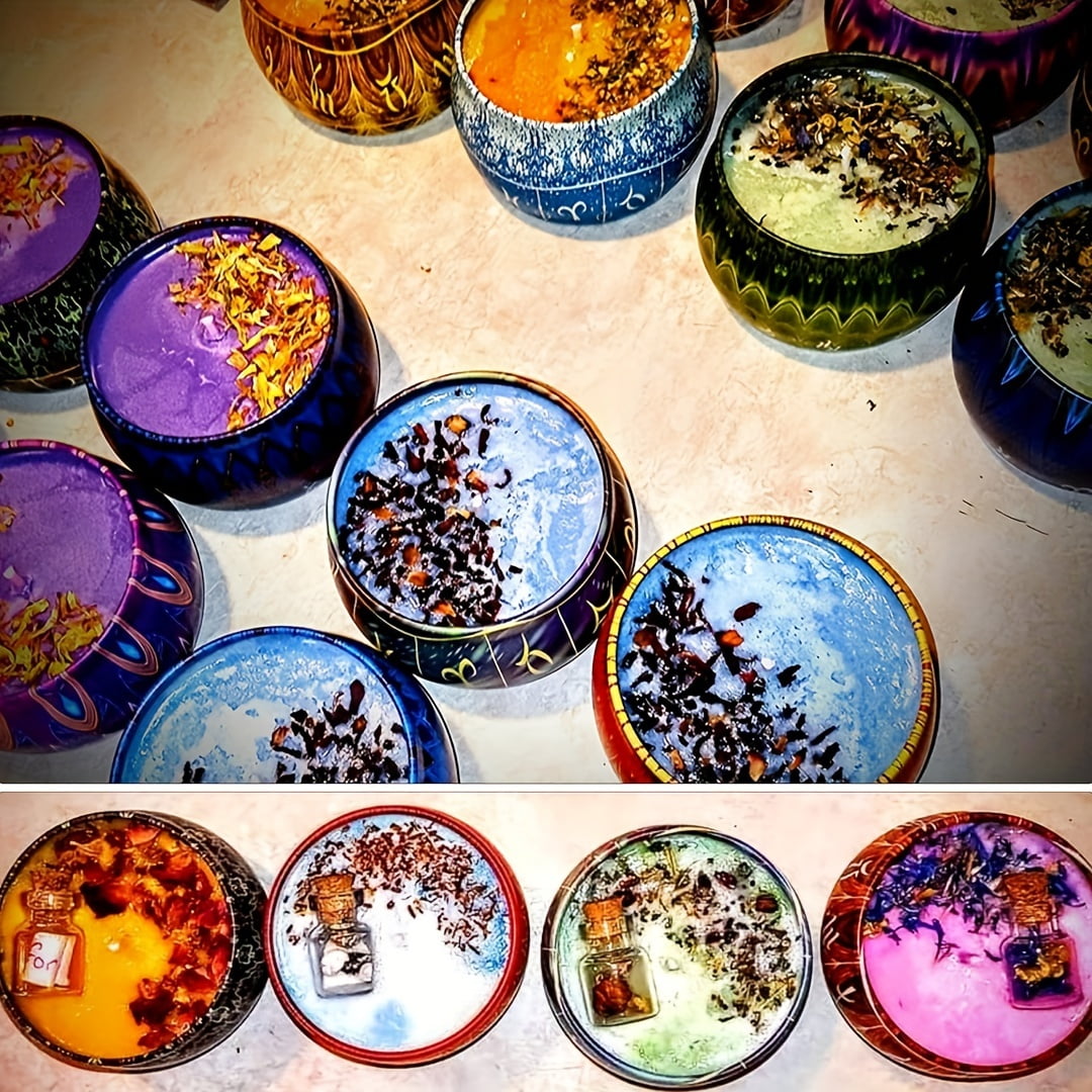 10Pcs / 20Pcs Candle Tins, DIY Round Containers With Lids For Candle Making, Floral Printed Candle Holder For Arts & Crafts, Storage & More
