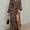 Leopard print, variant on Women's Long Sleeve V Neck Wrap Maxi Dress with Slit Formal Fall Wedding Guest Cocktail Party Dress
