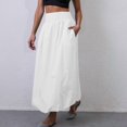 thumbnail image 3 of Women's Bubble Long Skirt Elastic Waist A-Line Pleated Ruffle Flowy Balloon Maxi Skirts with Pockets, 3 of 6