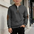 thumbnail image 2 of GBSYEWXS Toddler Child Boys Sweatshirt Stretch Solid Color Long Sleeve Tops Casual Crew Neck Dark Gray Sweatshirts Size 8-9 Years, 2 of 4