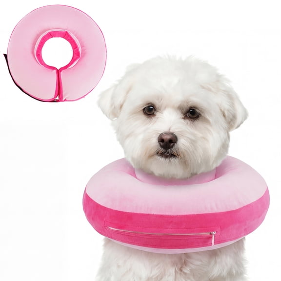 Kuoser Soft Inflatable Dog Cone for Recovery after Surgery, Alternative to Plastic E-Collar for Small Medium Large Dogs, Rose-red, S