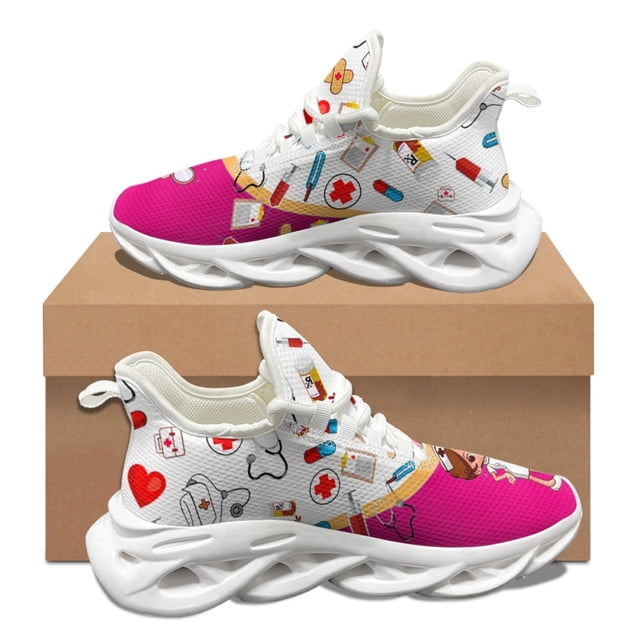 Zapatillas de deporte para mujer, estilo kawaii, con diseño de herramientas de hospital, para otoño e invierno, de malla resistente a la suciedad y con absorción de impactos.