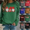 thumbnail image 3 of Women's Sweatshirts Santa Claus Printed Christmas Sweatshirt Long Sleeve Casual Pullover Tunic Tops, 3 of 3