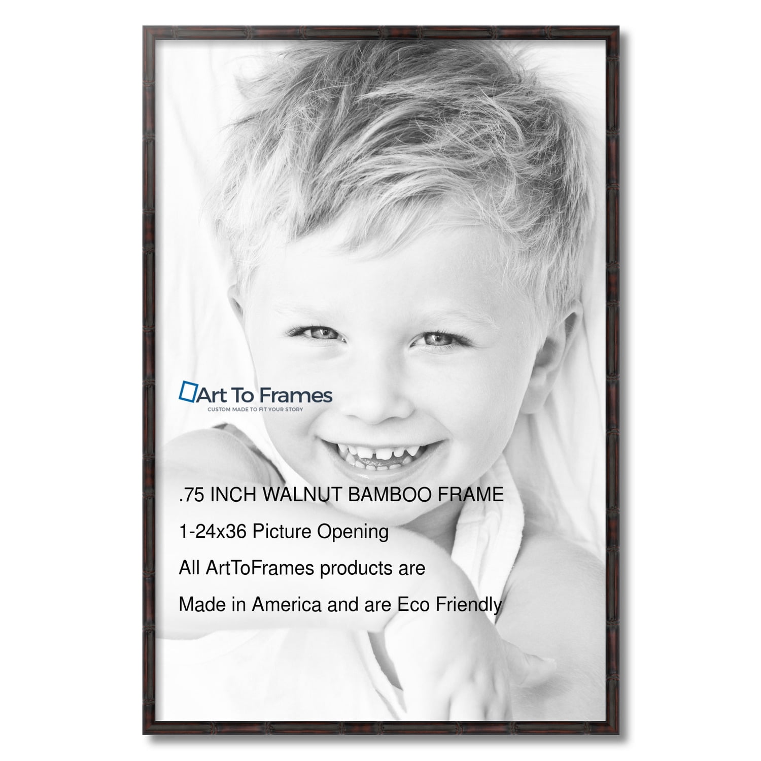 ArtToFrames 24x36 Inch Walnut Bamboo Picture Frame, This Brown Wood Poster Frame is Great for Your Art or Photos, Comes with 060 Plexi Glass (4874)