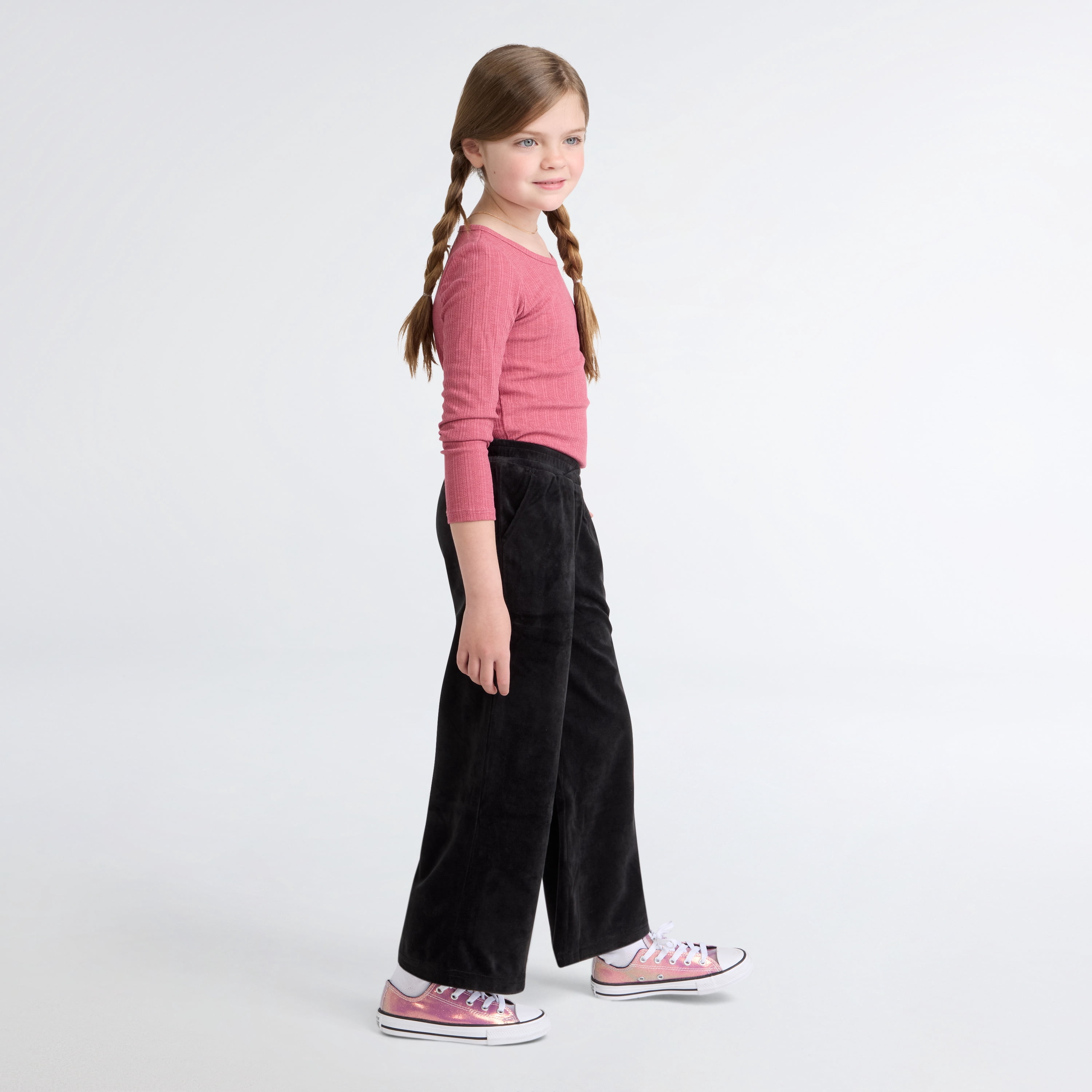 Levi Girls Wide Leg Velour Pant, Size 4-6X
