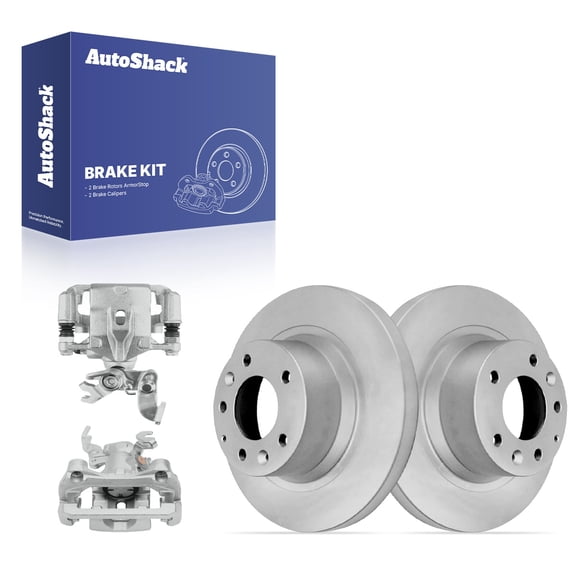 AutoShack Rear Brake Rotors & Calipers for Ford, Mazda & Lincoln, Fusion 2006-2012 6 2006-2013 MKZ 2007-2012, AWD FWD L4 2.3L 2.5L V6 3.0L 3.5L 3.7L - Coated - ArmorStop - 11.01" (279.6 mm), 5-Lug