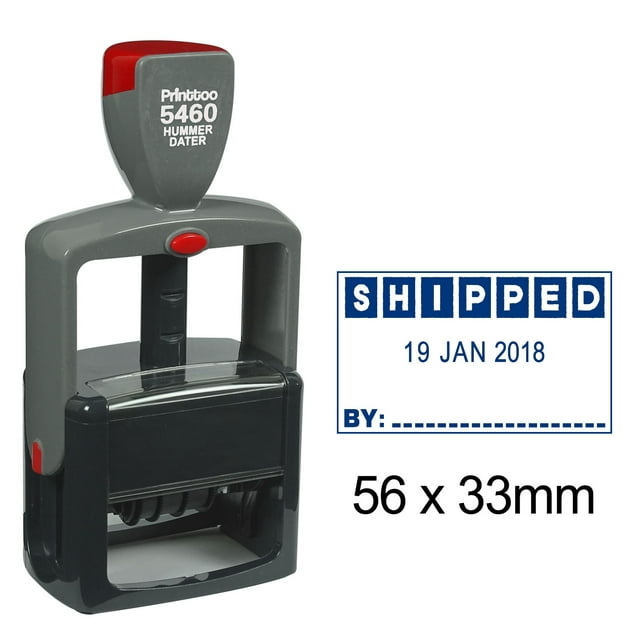 Printtoo Heavy Duty Dater Stamp Self Inking With Shipped By Text Office Stationery Date Rubber Stamp-Blue