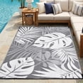 thumbnail image 3 of LUOVEN Waterproof Reversible Outdoor Rug 6x9 Plastic Straw Patio Rug for Deck, RV, Camping, Garden, Backyard, Porch, Gray & White, 3 of 8