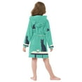 thumbnail image 7 of FORMRS Niños Bathrobe Unisex Hooded Robe Soft Plush Pajamas Sleepwear, Size 10-12T, Green Cat, 7 of 7
