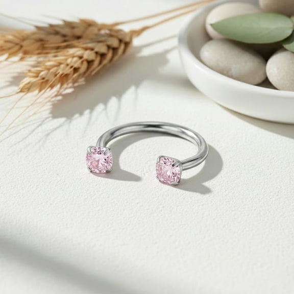 18G 8mm Stainless Steel Silver Pink Horseshoe Nose Ring Internal Threaded Piercing Jewelry Free Auxiliary Tool Included