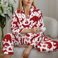 thumbnail image 6 of Honeii red plaid Moose Bunny bear Print Women's Pajama Sets Long Sleeve Button Down Sleepwear Nightwear Soft Pjs Lounge Sets 2PCS-Medium, 6 of 7