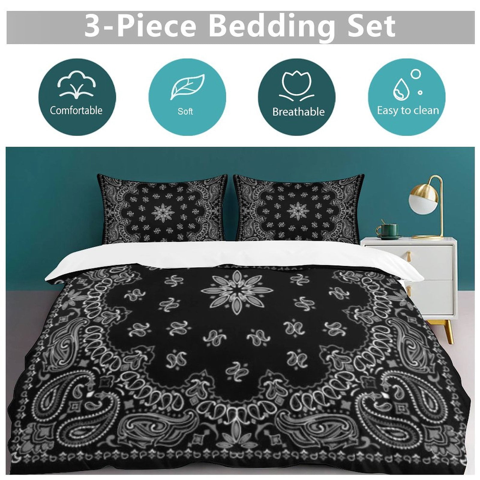 Bandana Pattern Bedding Set Duvet Cover Couple Bedclothes Pillowcase Customized Home Textiles Bed Set for Full Size