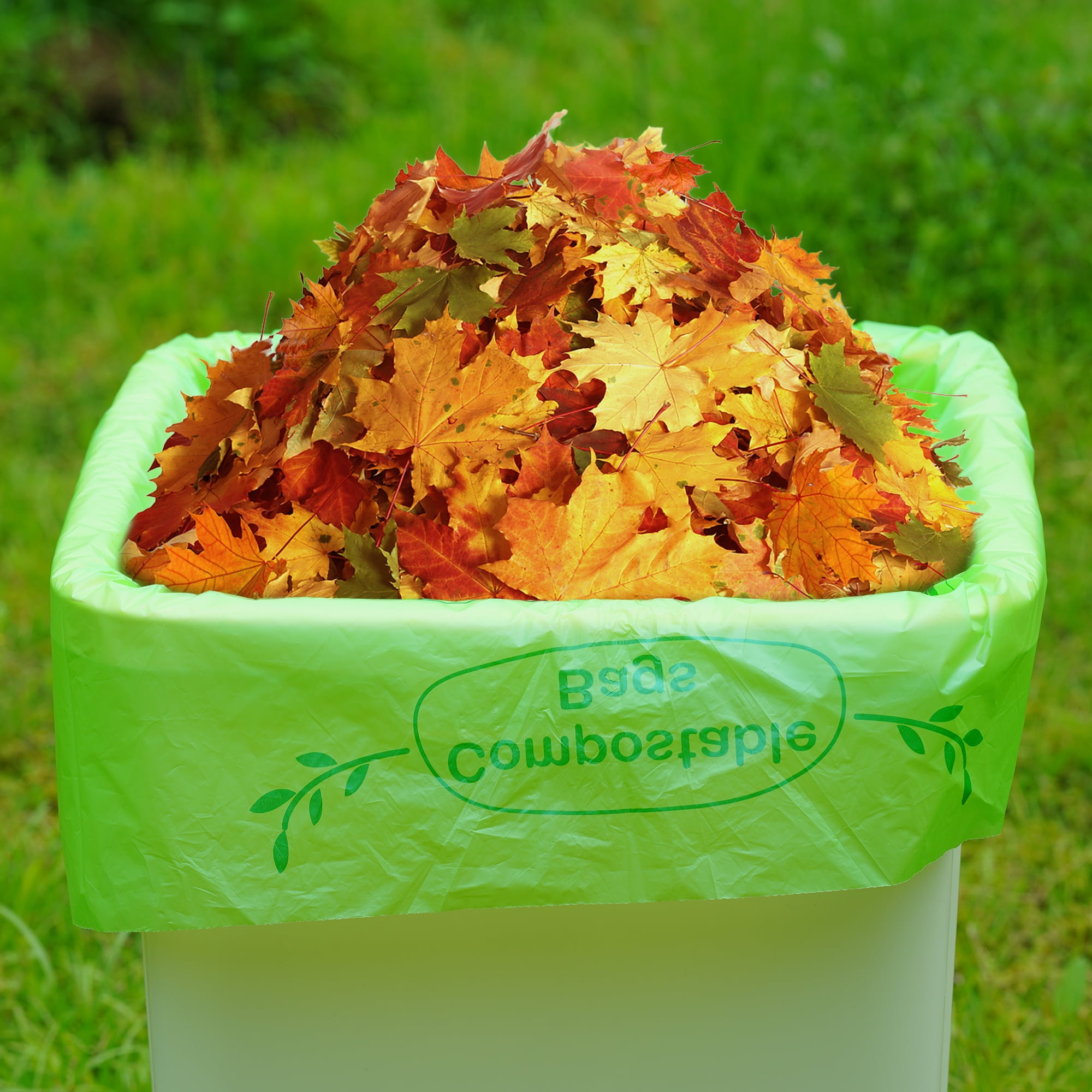 JENCENBIO Compostable garbage bags, 33 Gallon, Extra Thick, 28 Micron Food scrap waste bags with US BPI ASTM D6400 and Europe OK compost HOME Certified