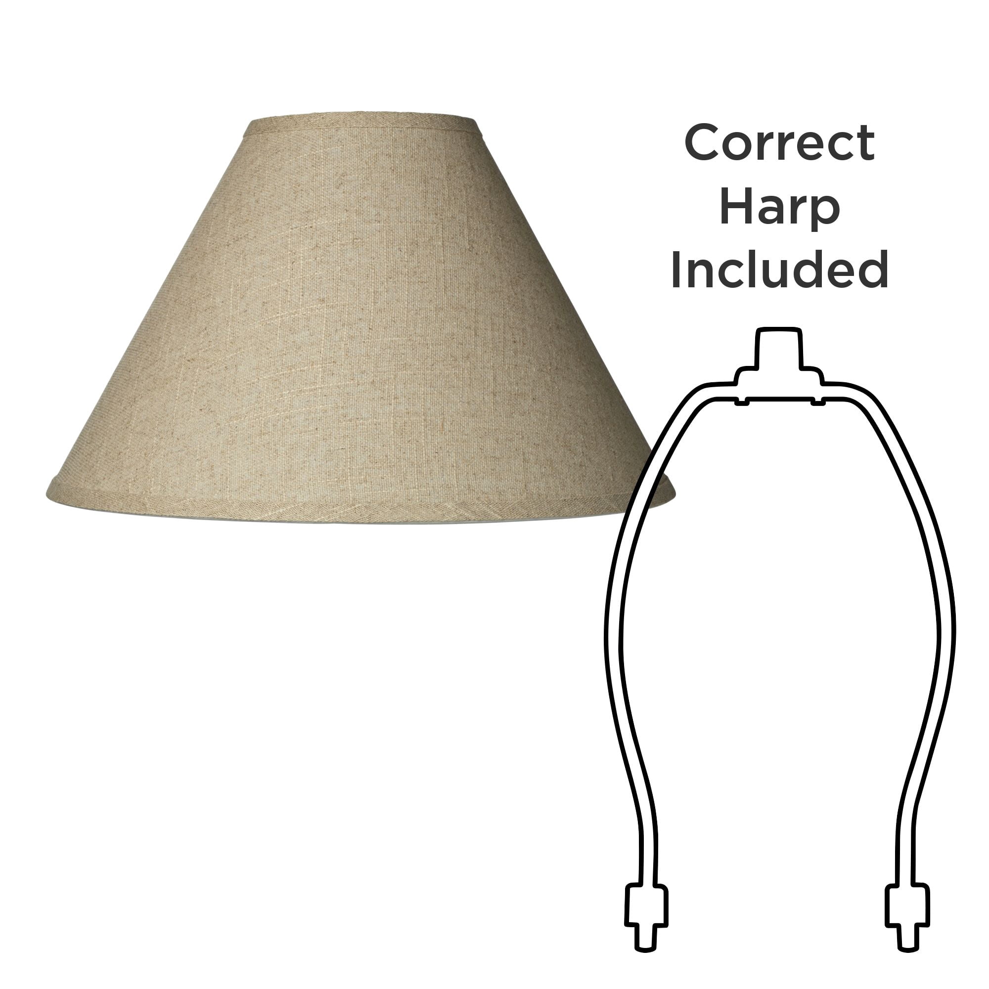 Springcrest Set of 2 Empire Lamp Shades Fine Burlap Large 6" Top x 17" Bottom x 11.5" High Spider with Harp and Finial Fitting