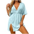 thumbnail image 2 of XiYing Robes pour Femmes Grande Taille, Robe de Plage Décontractée Ample pour Femmes, Design à Taille Fluide à Manches Courtes avec Lien au Dos, Couvre-Bikini de Vacances, S-TTG,, 2 of 7