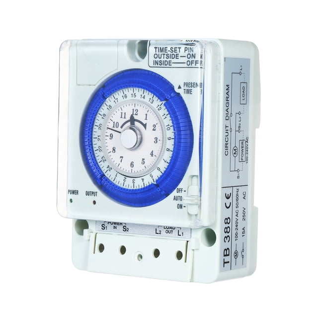 Temporizador temporizador Mecánnico de 24 Horas Con Batería Intervalos de 15 Minutos Pins Push Falla de Potencia 100V-240V 15 A Interruptor de Tiempo Din Rail ideal para luces LED
