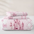 thumbnail image 5 of Manfei Pink Princess Castle Bow Twin Quilt Set For Kids Girls,Patchwork Geometric Plaid Twin Coverlet Set,2-Piece, 5 of 7