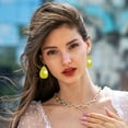 thumbnail image 7 of Caution Tape Acrylic Dangle Teardrop Earrings For Women Lady, 7 of 7
