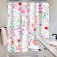 thumbnail image 4 of Purple Floral Shower Curtain for Bathroom Decor 60Wx72H Boho Cute Wildflower Watercolor Botanical Girls Kids Plant Leaves Art Printed Fabric Polyester Waterproof 12 Pack Plastic Hook, 4 of 17