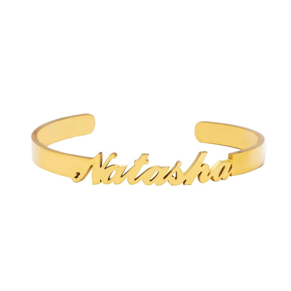 Custom Name Cuff Bracelet Bangle Stainless Steel Personalized Name Bracelet 18K Gold Plated Name Cuff Bangle Customized Jewelry Gifts for Women