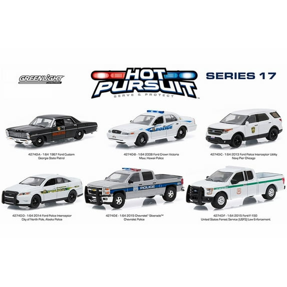 Greenlight Hot Pursuit Series 17 - Set of Six 1/64 Scale Diecast Model Cars